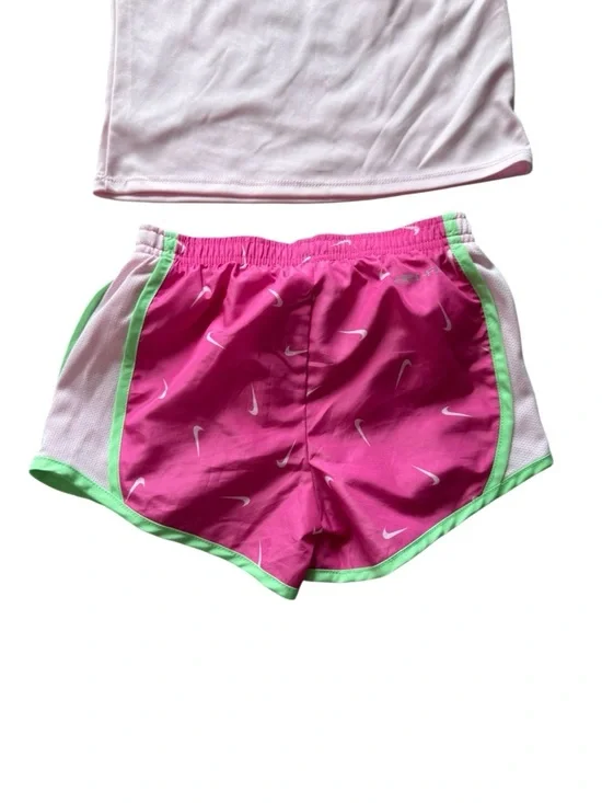 Nike Kids Pink Top and Fuchsia Shorts Matching Set with Lime Green Accents - Picture 5 of 8